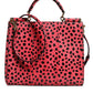 Pink Exotic Leather Top Handle Tote Crossbody Bag