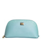 Light Blue Leather Handbag Clutch Mini Purse Pouch Bag