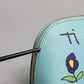Light Blue Leather Handbag Clutch Mini Purse Pouch Bag
