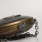 Gold Brass Metal DG Crown Clutch Crossbody Bag