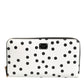 White Black Striped Leather Zip Around Continental Wallet