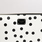 White Black Striped Leather Zip Around Continental Wallet
