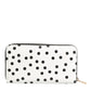 White Black Striped Leather Zip Around Continental Wallet