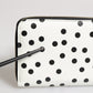 White Black Striped Leather Zip Around Continental Wallet