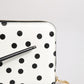 White Black Striped Leather Zip Around Continental Wallet