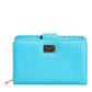 Light Blue Leather Bifold Continental Clutch Wallet