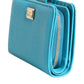 Light Blue Leather Bifold Continental Clutch Wallet