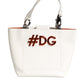 White Leather #DG BEATRICE Top Handle Tote Bag