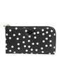 Black White Dotted Leather Zip Around Continental Wallet