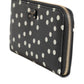 Black White Dotted Leather Zip Around Continental Wallet