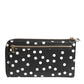 Black White Dotted Leather Zip Around Continental Wallet