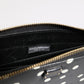 Black White Dotted Leather Zip Around Continental Wallet
