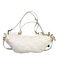 White Quilted Logo Plaque Belt Waist Fanny Pack Bag