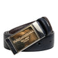 Blue Brown Leather Buckle Reversible Belt