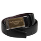 Black Brown Leather Metal Buckle Reversible Belt