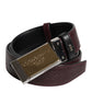 Black Brown Leather Metal Buckle Reversible Belt