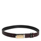 Black Brown Leather Metal Buckle Reversible Belt