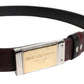 Black Brown Leather Metal Buckle Reversible Belt