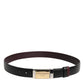 Black Brown Leather Metal Buckle Reversible Belt