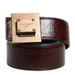 Brown Leather Gold Metal Buckle Classic Belt