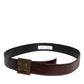 Brown Leather Gold Metal Buckle Classic Belt