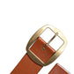 Brown Leather Gold Metal Buckle Classic Belt