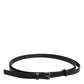 Black Calf Leather Gold Metal Buckle Belt