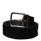 Black Cotton Silver Tone Metal Buckle Belt