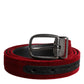 Red Velvet Black Metal Buckle Logo Belt