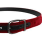 Red Velvet Black Metal Buckle Logo Belt