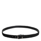 Black Cotton Blend Silver Metal Buckle Belt
