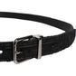 Black Cotton Blend Silver Metal Buckle Belt