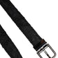 Black Cotton Blend Silver Metal Buckle Belt