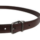 Brown Leather Silver Metal Buckle Belt
