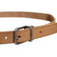 Brown Leather Silver Tone Metal Buckle Belt