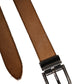 Brown Leather Silver Tone Metal Buckle Belt