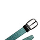 Green Leather Silver Tone Metal Buckle Belt