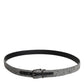 Black White Silver Tone Metal Buckle Belt
