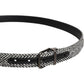 Black White Silver Tone Metal Buckle Belt