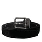 Black Leather Metal Buckle Classic Belt
