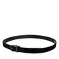 Black Leather Metal Buckle Classic Belt