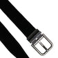 Black Leather Metal Buckle Classic Belt