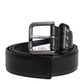 Black Leather Metal Buckle Classic Belt