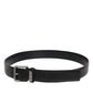 Black Leather Metal Buckle Classic Belt