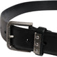 Black Leather Metal Buckle Classic Belt