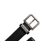 Black Leather Metal Buckle Classic Belt