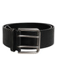 Black Leather Metal Buckle Classic Belt