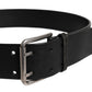 Black Leather Metal Buckle Classic Belt