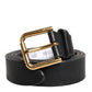 Black Leather Metal Buckle Classic Belt