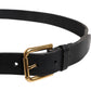 Black Leather Metal Buckle Classic Belt